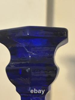 Vintage Westmoreland Cobalt Glass Dolphin Koi Fish Candle Holders 9 3/8 Inch