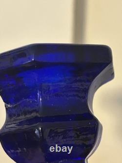 Vintage Westmoreland Cobalt Glass Dolphin Koi Fish Candle Holders 9 3/8 Inch