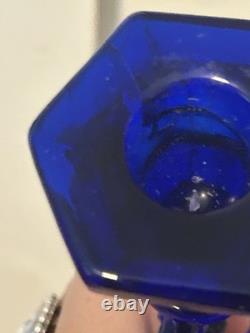 Vintage Westmoreland Cobalt Glass Dolphin Koi Fish Candle Holders 9 3/8 Inch