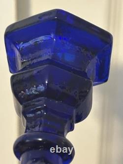 Vintage Westmoreland Cobalt Glass Dolphin Koi Fish Candle Holders 9 3/8 Inch