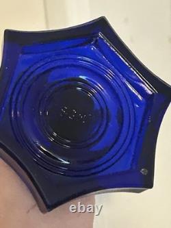 Vintage Westmoreland Cobalt Glass Dolphin Koi Fish Candle Holders 9 3/8 Inch