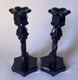 Vintage Westmoreland Milk Glass Opaque Black Dolphin Candle Holders Pr