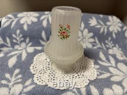 Vintage White Frosted Satin Glass Fairy Lamp shade with Pink Flowers