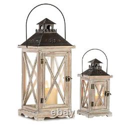 Vintage Wood Lantern Rustic Distressed Floor Candle Holder Lantern Decorati