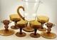 Vintage Amber Handblown Cocktail Pitcher Set With Candle Holders