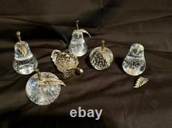 Vintage crystal pedestal bowl with prisms, candle holders (Loevsky) glass fruit