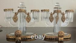 Vintage glass and metal candelabra