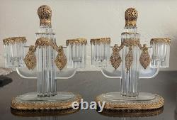 Vintage glass and metal candelabra