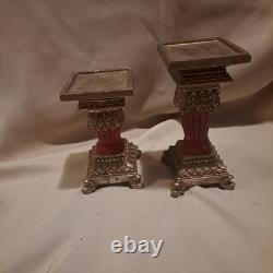 Vintage ruby red glass candle holders