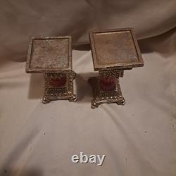 Vintage ruby red glass candle holders
