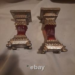Vintage ruby red glass candle holders