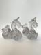 Virginia Evans Dragon Candle Holders Studio Art Glass Vintage Mid Century Modern
