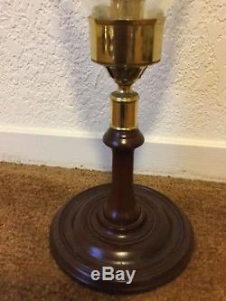 Virginia Metalcrafters Williamsburg wood brass glass candleholder large