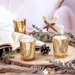 Volens Gold Party Decorations 72pcs, Mercury Glass Gold Votive Candle Holders
