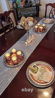 Volens Rose Gold Votive Candle Holders, Mercury Glass Tealight Candle Holder Set
