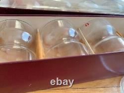 Vtg 1960s Iittala glass TUMBLER SET lot crystal mcm cube candle holder Box NOS