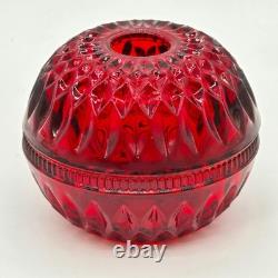 Vtg 1970s Indiana Glass Mt. Vernon Fairy Lamp Red Candle Holder Romantic Decor