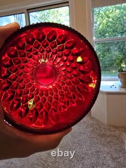 Vtg 1970s Indiana Glass Mt. Vernon Fairy Lamp Red Candle Holder Romantic Decor