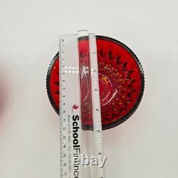 Vtg 1970s Indiana Glass Mt. Vernon Fairy Lamp Red Candle Holder Romantic Decor