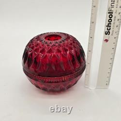 Vtg 1970s Indiana Glass Mt. Vernon Fairy Lamp Red Candle Holder Romantic Decor