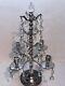 Vtg Aluminum Candelabra Candle Holder 24 Teardrop Crystal Prisms Centerpiece