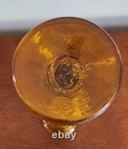 Vtg Blenko MCM Handmade Freeform YellowithJonquil Glass 13.75 Tall Candle Holder