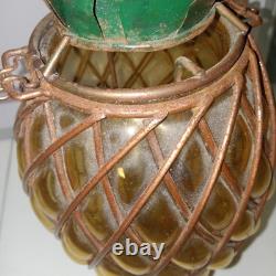 Vtg Caged Pineapple Copper Wire Blown Bubble Glass Outdoor Patio Candle Holders Vtg Caged Pineapple Copper Wire Blown Bubble Glass Outdoor Patio Candle Holders