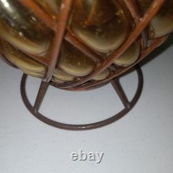 Vtg Caged Pineapple Copper Wire Blown Bubble Glass Outdoor Patio Candle Holders Vtg Caged Pineapple Copper Wire Blown Bubble Glass Outdoor Patio Candle Holders