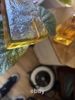 Vtg FIRE And LIGHT Citrus Candle Holders Recycled Studio Art Glass Signed RARE