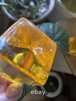 Vtg FIRE And LIGHT Citrus Candle Holders Recycled Studio Art Glass Signed RARE