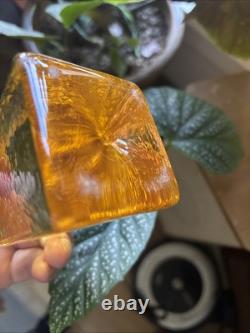 Vtg FIRE And LIGHT Citrus Candle Holders Recycled Studio Art Glass Signed RARE