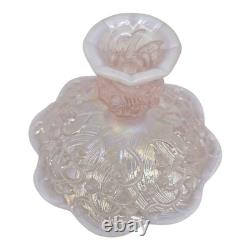 Vtg Fenton Pink Opalescent Glass Lily Of The Valley Candle Holders Signed