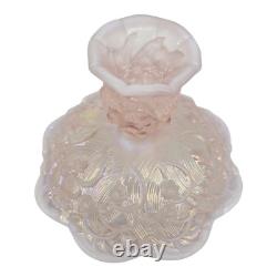 Vtg Fenton Pink Opalescent Glass Lily Of The Valley Candle Holders Signed