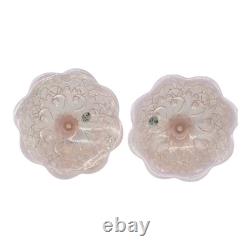 Vtg Fenton Pink Opalescent Glass Lily Of The Valley Candle Holders Signed