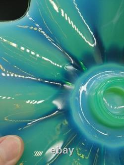 Vtg. Fostoria Heirloom Opalescent Green Art Glass Candle Holders Set of 2 Decor