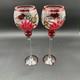 Vtg Huge Goblet Candle Holders Crackle Glass Rare Set Of 2