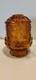 Vtg Indiana Glass Golden Amber Stars And Bars Fairy Lamp Candle Holder 6.5 In