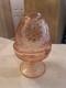 Vtg Indiana Glass Sandwich Depression Pink Glass Fairy Light Votive Holder L1