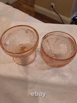 Vtg Indiana Glass Sandwich Depression Pink Glass Fairy Light Votive Holder L1