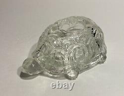 Vtg LE Smith Turtle Fairy Light Lamp-Clear Glass-2 Piece Tealight Candle Holder