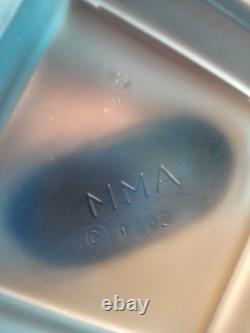Vtg MMA Blue Frosted Dolphin Koi Candle Holders Pair Museum Of Metropolitan Art