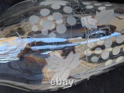 Vtg Pair Elegant Etched Glass Hurricane Candle Holder Grape Shade Globe 11.25