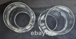 Vtg Pair Elegant Etched Glass Hurricane Candle Holder Grape Shade Globe 11.25