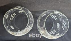 Vtg Pair Elegant Etched Glass Hurricane Candle Holder Grape Shade Globe 11.25