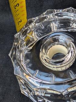 Vtg Pair Elegant Etched Glass Hurricane Candle Holder Grape Shade Globe 11.25