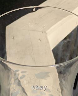 Vtg Pair Elegant Etched Glass Hurricane Candle Holder Grape Shade Globe 11.25
