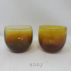 Vtg SET Glassybaby Drinkers Cola Pre-triskelion Low Ball Amber Glass Rare