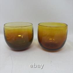 Vtg SET Glassybaby Drinkers Cola Pre-triskelion Low Ball Amber Glass Rare