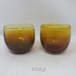 Vtg SET Glassybaby Drinkers Cola Pre-triskelion Low Ball Amber Glass Rare