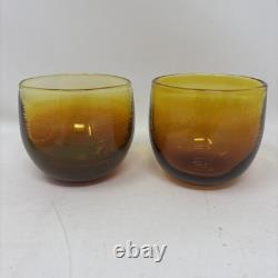 Vtg SET Glassybaby Drinkers Cola Pre-triskelion Low Ball Amber Glass Rare